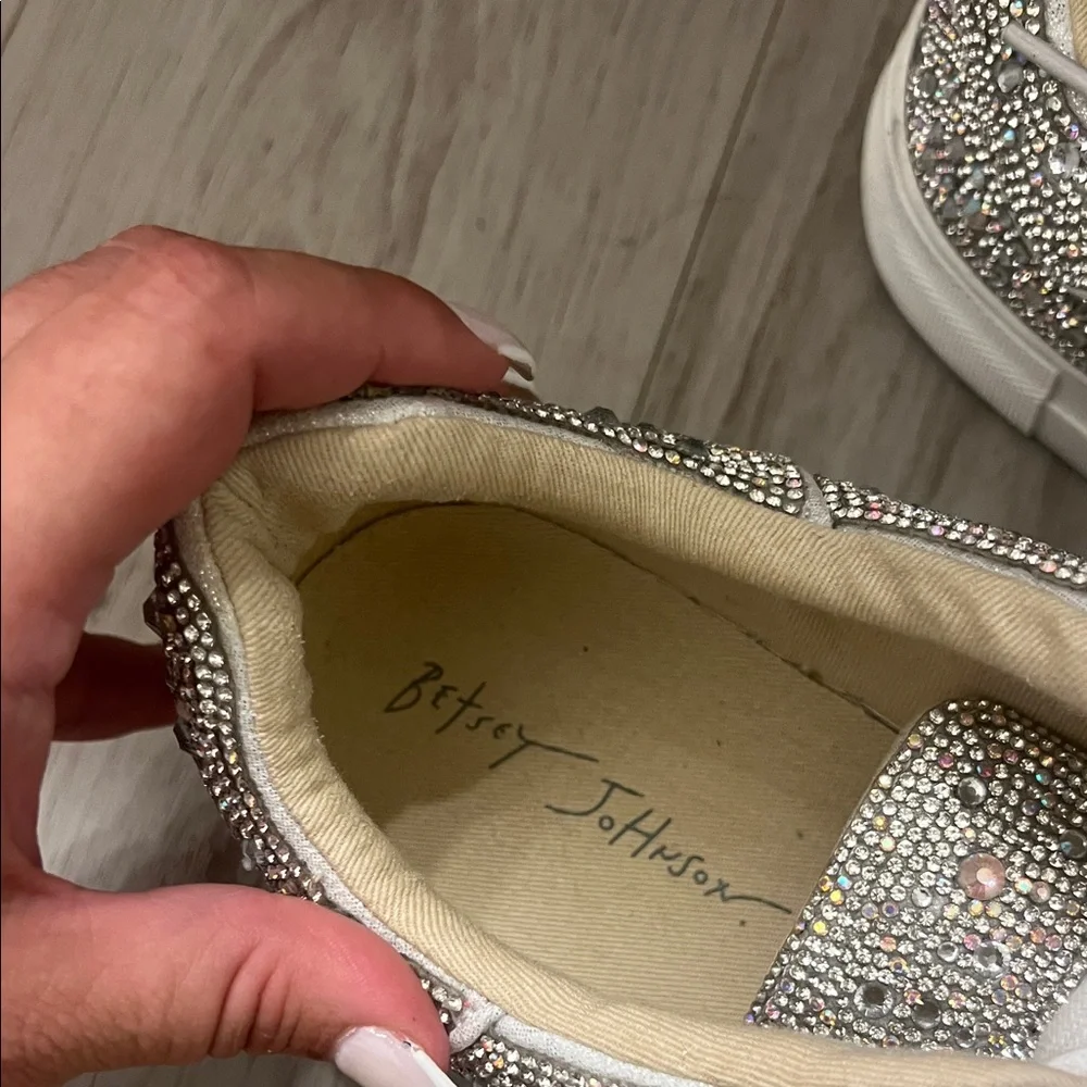 Betsey Johnson Silver Rhinestone Sneakers - Picture 2 of 4
